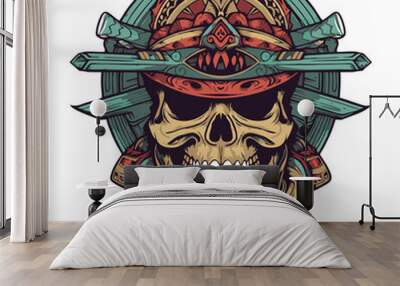 Skull warrior design for tshirt Wall mural