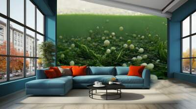 3D Illustration of Green algae with a creamy texture and a green bubble inside the bowl Wall mural