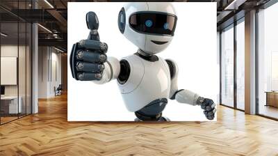 3d render of robot character thumb up on white background Wall mural