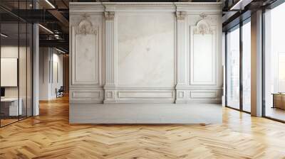 Empty room with bright marble walls. Room with classic European style. Empty wall mockup. Minimalist home interior design. Generative AI Wall mural