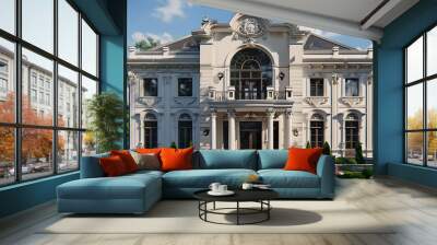 Modern and luxury house facade in european exterior style design Wall mural