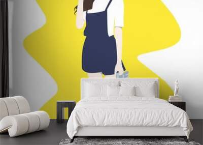 vector flat style animation of women's fashion Wall mural