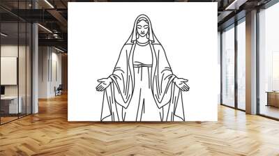 Virgin Mary Illustration Our Lady catholic religious vector Wall mural