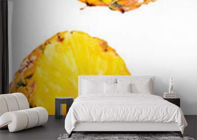 Pineapple collection. Sliced pineapple isolated on white background Wall mural