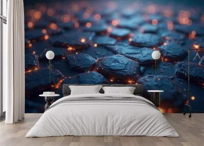 Futuristic glowing hexagonal surface with ambient lighting and texture details Wall mural