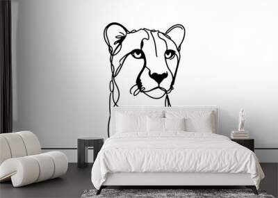 A continuous line drawing of a cheetah Wall mural