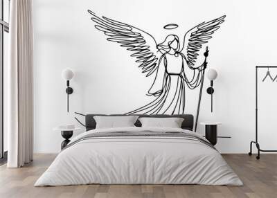 angel line art illustration Wall mural