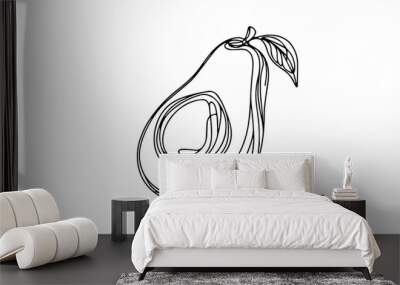 avocado one line illustration Wall mural