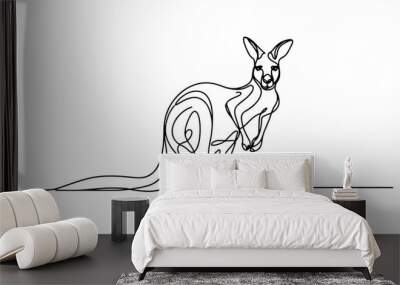 continuous line drawing of a realistic kangaroo. Wall mural