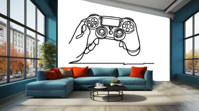 game controller one line illustration Wall mural