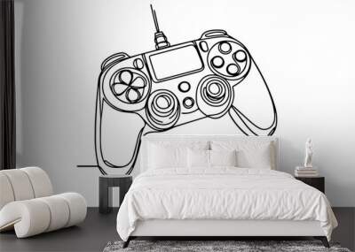 one line drawing of a video game controller Wall mural