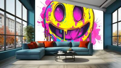 smiley face with a dripping paint effect Wall mural