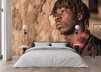 The Urban Rasta: A Portrait of a Young African Model with Natural Dreadlocks Wall mural