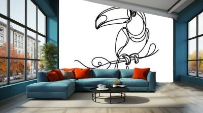 Toucan single line art drawing vector Wall mural