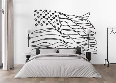 USA flag minimalist one line drawing Wall mural