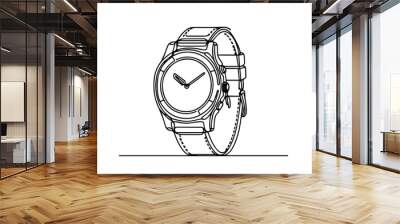 Vintage Watch Line Art drawing vector Wall mural