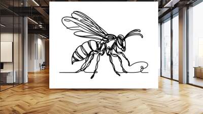 Wasp one line illustration Wall mural