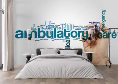 Ambulatory care word cloud concept on grey background Wall mural