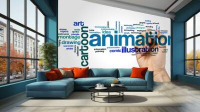 Animation word cloud Wall mural