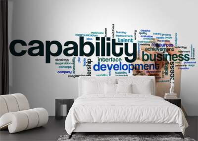 Capability word cloud concept on grey background Wall mural