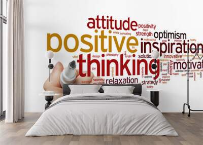 Positive thinking word cloud Wall mural