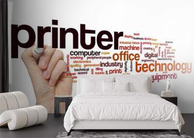 Printer word cloud concept Wall mural