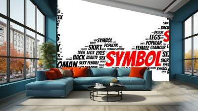 sex symbol word cloud in shape of sexy woman Wall mural