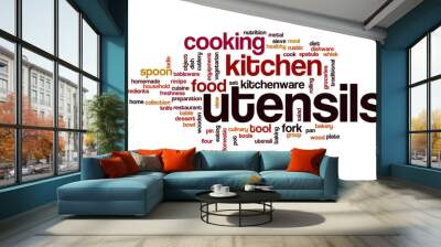 Utensils word cloud concept Wall mural