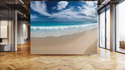 Wide horizon at a tropical beach, capturing the serene meeting of sky and sea in a panoramic seascape Wall mural