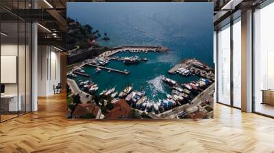 aerial view of Old harbour in Antalya, Turkey. Port in the Kaleici old town Wall mural