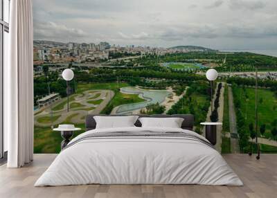 Istanbul, Turkey - Aerial view of park in Maltepe district on the Marmara Sea coast of the Asian side Wall mural