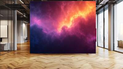 Dark purple blue black abstract grainy background, glowing vibrant colour gradient shape, noise texture poster header banner cover design Wall mural