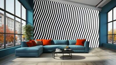 Black and white stripes wave pattern abstract background for backdrop or fabric style Wall mural