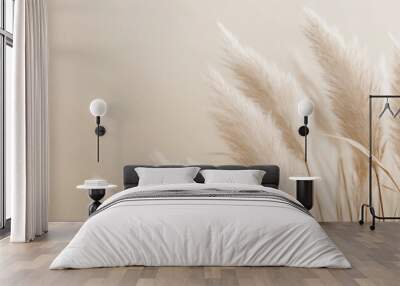 The pampas have a gentle, fluffy texture with shades of soft cream Wall mural