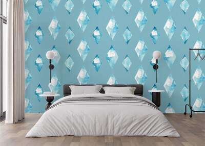 A background of turquoise diamond on a light blue background Wall mural