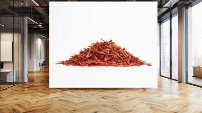 a clean, minimalist image with a small pile of dried rooibos leaves placed at the center of a pure white background Wall mural