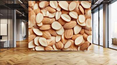 a photographic pattern of an extreme close-up, top-down view of almond slices, filling the entire frame with a focus on the intricate details Wall mural