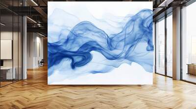 abstract blue and white ink flow: watercolor art style an abstract blue watercolor painting of swirling blue ink flowing over white paper, creating an artistic representation of the ocean's depth Wall mural