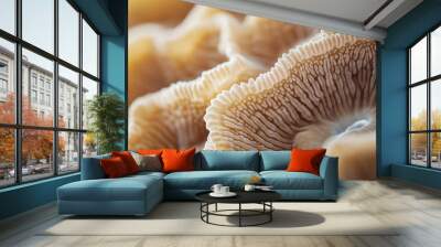 close-up of coral showcasing its unique structure and texture, the focus is on the intricate details and colors, ideal for marine biology magazines or environmental advertisements Wall mural