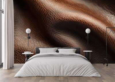 close-up of leather with a smooth finish, the focus is on the fine grain and natural variations, suitable for fashion or luxury advertisements Wall mural