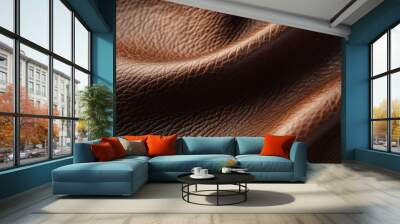 close-up of leather with a smooth finish, the focus is on the fine grain and natural variations, suitable for fashion or luxury advertisements Wall mural