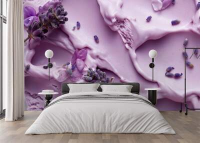 Elegant blueberry lavender gelato, a closeup of elegant blueberry lavender gelato, its purple color and floral notes highlighted against a white background Wall mural