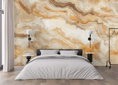 luxurious marble texture in sandy beige and brown tones, with elegant veining patterns resembling flowing water Wall mural