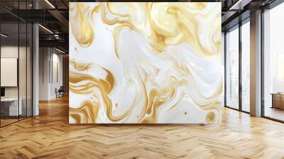 Metallic gold and white marbled paper background Wall mural