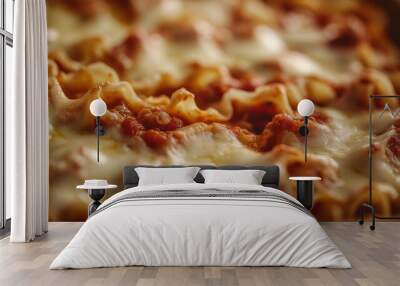 pasta al forno with baked ziti, marinara sauce, and melted mozzarella against an isolated warm-toned background Wall mural