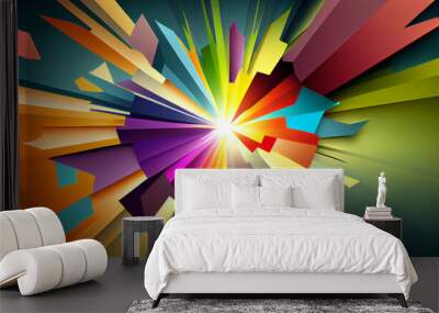 Generative AI, Chromatic Burst: Dynamic Abstract Background with Vibrant Colors Wall mural