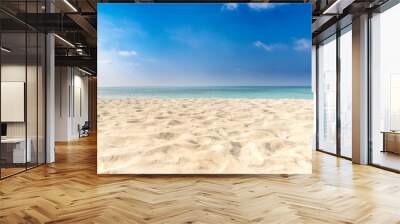 Calm beach scene, sand,  sky, sea. Relaxation and inspiration concept Wall mural