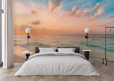 closeup sea sand beach. panoramic beach landscape. inspire tropical beach seascape horizon. orange a Wall mural