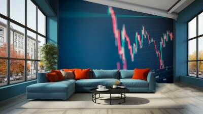 Stock market or forex trading graph and candlestick chart suitable for financial investment concept. Economy trends background for business idea and all art work design. Abstract finance background Wall mural