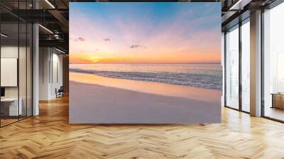 Summer nature sea sand sky, sunrise colors clouds, horizon, tranquil background banner. Inspirational nature landscape, beautiful colors, wonderful scenery tropical beach. Beach sunset vacation coast Wall mural